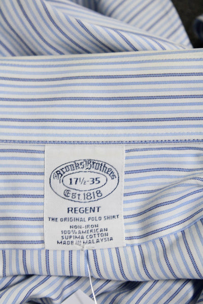 Brooks Brothers Mens Cotton Collar Striped Button Down Shirt Blue Size L