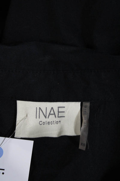 INAE Collection Womens Cotton V-neck Button Collar T-Shirt Dress Black Size XS