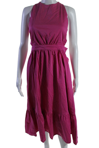Peter Som Collective Womens Cross Back Midi Dress Pink Size 8 15529273