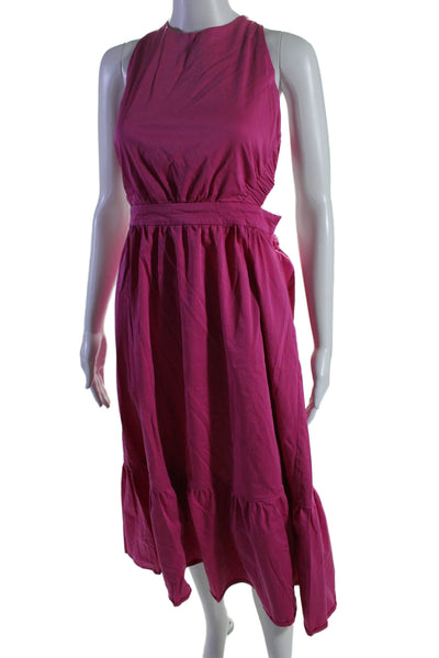 Peter Som Collective Womens Cross Back Midi Dress Pink Size 8 15529273