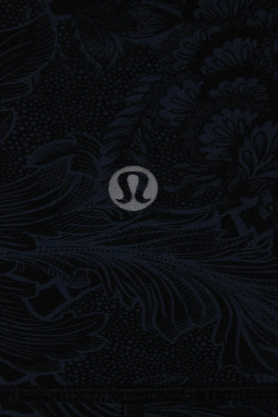 Lululemon Womens Floral Print Pull On Cropped Leggings Navy Blue Black Size 4