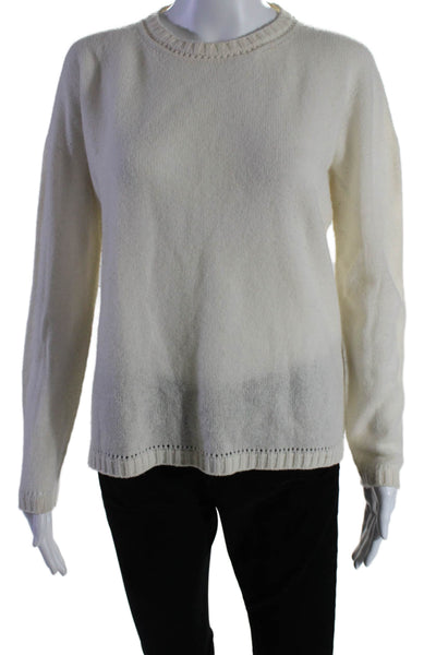 Majestic Filatures Women's Round Neck Long Sleeves Pullover Sweater Cream Size 1