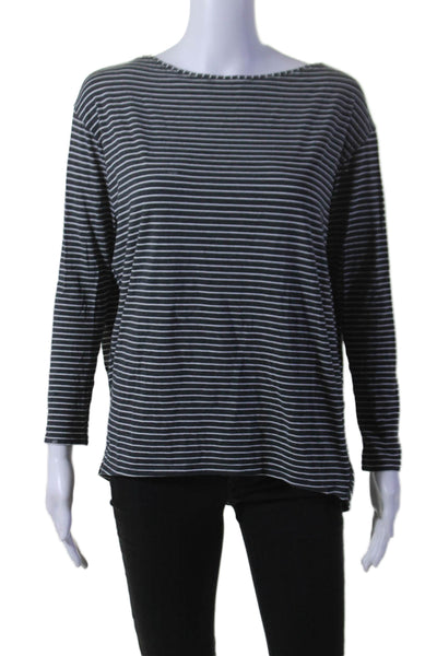 Lululemon Womens Long Sleeve Striped Relaxed Fit Athletic T Shirt Black Size M