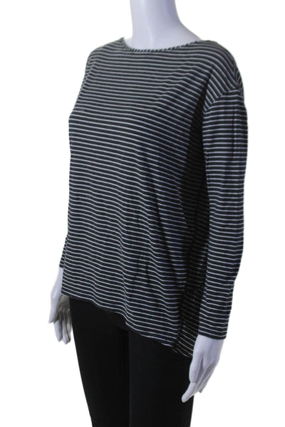 Lululemon Womens Long Sleeve Striped Relaxed Fit Athletic T Shirt Black Size M