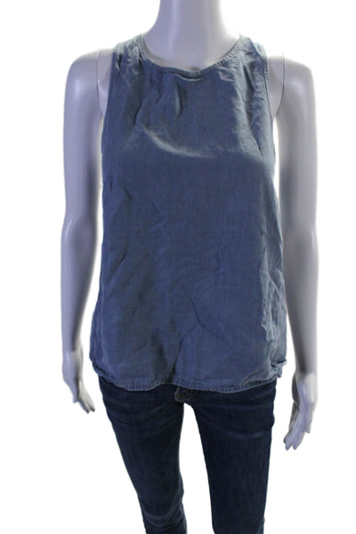 Lululemon Womens Sleeveless Chambray Open Back Tank Top Blue Size S