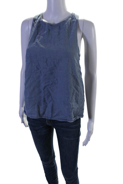 Lululemon Womens Sleeveless Chambray Open Back Tank Top Blue Size S