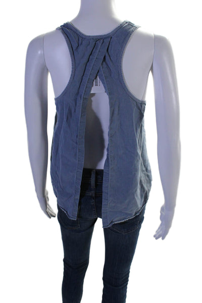 Lululemon Womens Sleeveless Chambray Open Back Tank Top Blue Size S