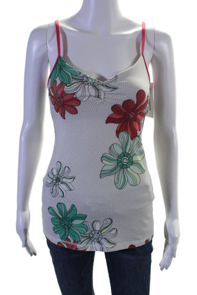 Lululemon Womens V Neck Floral Print Spaghetti Strap Athletic Tank White Size 6