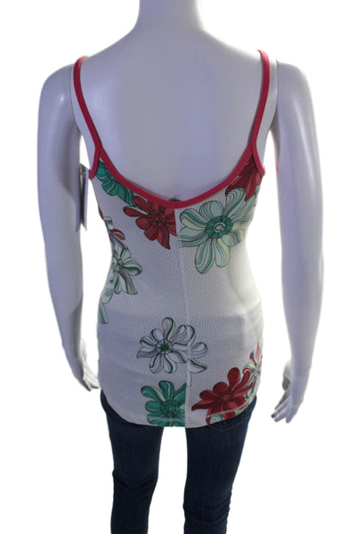 Lululemon Womens V Neck Floral Print Spaghetti Strap Athletic Tank White Size 6