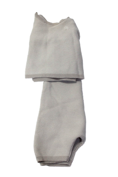 Bonpoint Baby Girls Cotton Striped Crew Neck Top and Pants Set Gray Size 3