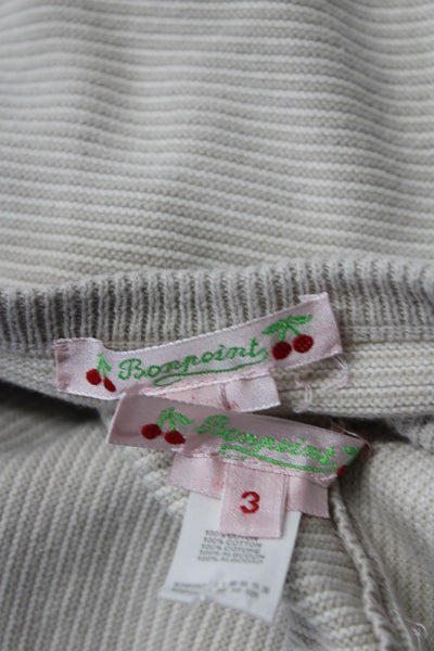 Bonpoint Baby Girls Cotton Striped Crew Neck Top and Pants Set Gray Size 3