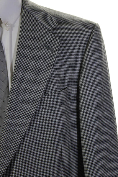 Hart Schaffner Marx Mens Houndstooth Print Blazer Black White Size 42 Regular