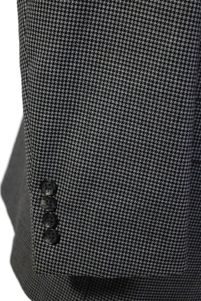 Hart Schaffner Marx Mens Houndstooth Print Blazer Black White Size 42 Regular