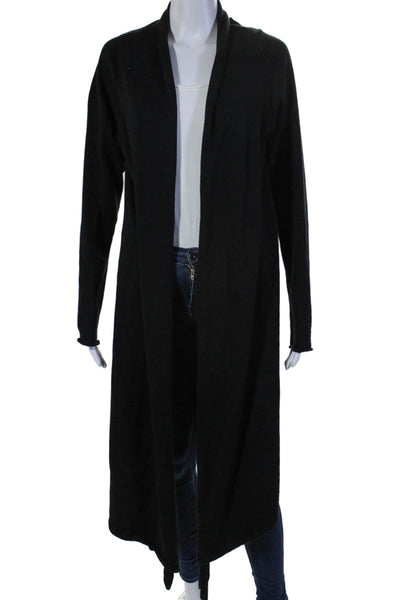 Bergdorf Goodman Womens Cotton Long Sleeved Collared Open Cardigan Black Size M