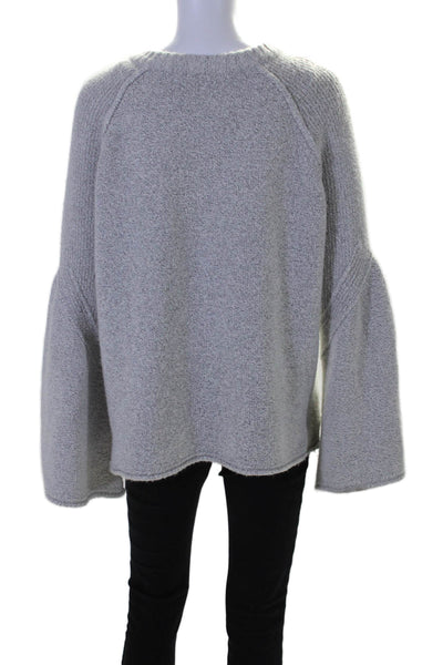 Free People Womens Textured Knit V-Neck Long Sleeve Pullover Sweater Gray Size M