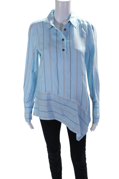 Derek Lam 10 Crosby Women's Long Sleeves Asymmetrical Blouse Striped Size 0