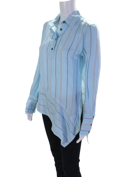 Derek Lam 10 Crosby Women's Long Sleeves Asymmetrical Blouse Striped Size 0