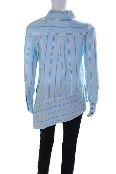 Derek Lam 10 Crosby Women's Long Sleeves Asymmetrical Blouse Striped Size 0