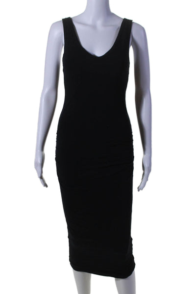 Standard James Perse Womens Sleeveless Ruched Dress Black Cotton Size 1