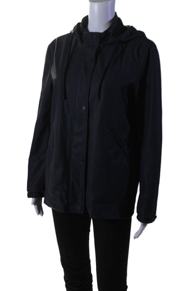 Zara Basic Outerwear Womens Full Zip Hooded Rain Jacket Navy Size M