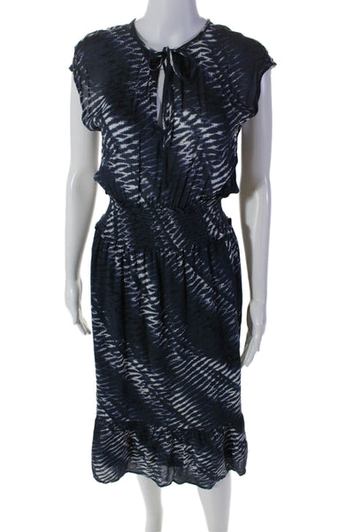 Rails Womens Tie Dye V-Neck Elastic Waist Sleeveless Maxi Dress Navy Size XS