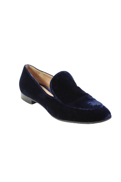 Gianvito Rossi Womens Velvet Slip On Loafer Flats Blue Size 6.5