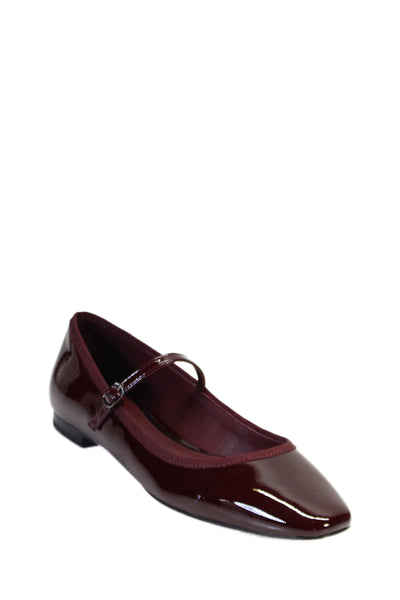 Paige Women's Round Toe Slip-On Buckle Ballet Flat Shoes Burgundy Size 7