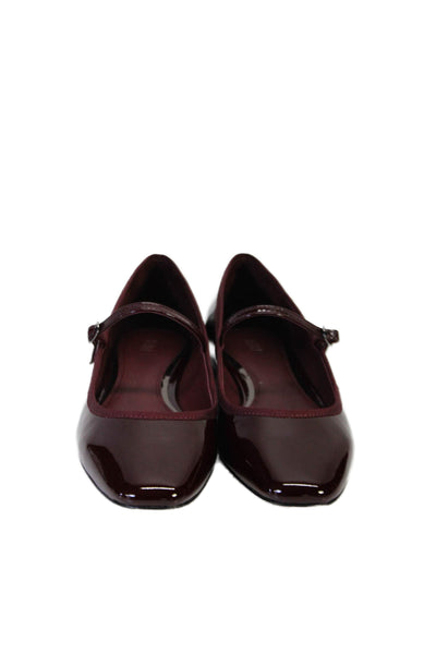 Paige Women's Round Toe Slip-On Buckle Ballet Flat Shoes Burgundy Size 7