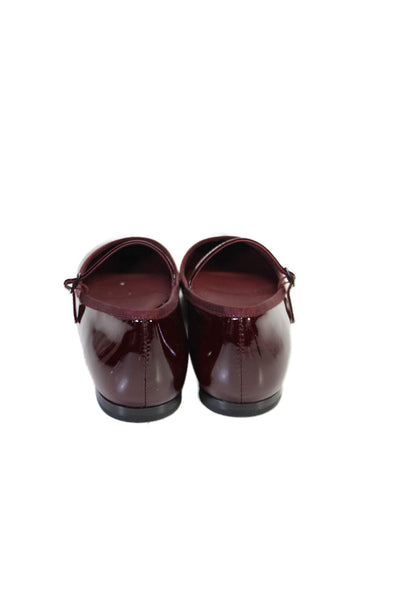 Paige Women's Round Toe Slip-On Buckle Ballet Flat Shoes Burgundy Size 7