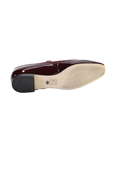 Paige Women's Round Toe Slip-On Buckle Ballet Flat Shoes Burgundy Size 7