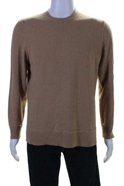 Theory Mens Long Sleeves Crew Neck Pullover Sweater Camel Beige Size Medium