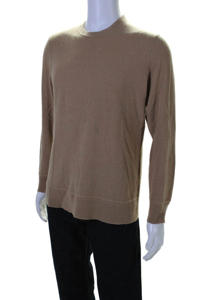 Theory Mens Long Sleeves Crew Neck Pullover Sweater Camel Beige Size Medium