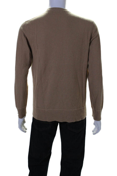 Theory Mens Long Sleeves Crew Neck Pullover Sweater Camel Beige Size Medium