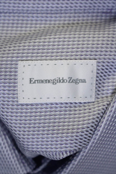 Ermenegildo Zegna Mens Cotton Long Sleeve Button Down Dress Shirt Blue Size M