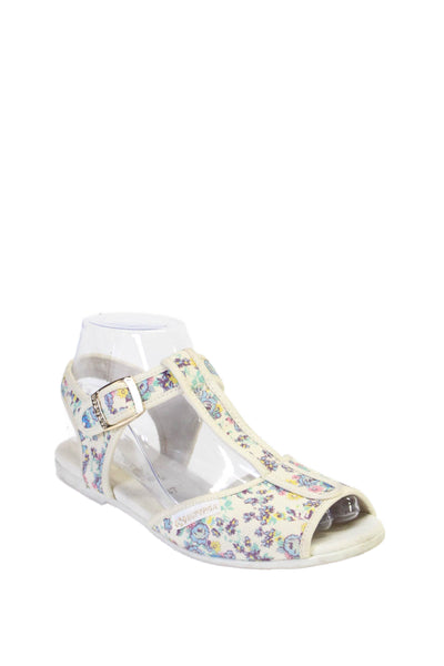 Superga x Love Shack Fancy Girls Textured Canvas Floral T Sandal White Size 37