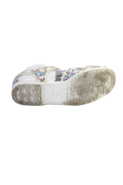 Superga x Love Shack Fancy Girls Textured Canvas Floral T Sandal White Size 37