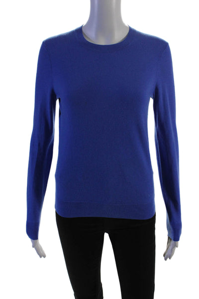 Tory Burch Womens Cashmere Knit Round Neck Long Sleeve Sweater Top Blue Size XS