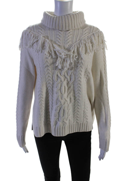 Joie Womens Wool Blend Cable Knit Pullover Turtleneck Sweater Top Cream Size XXS