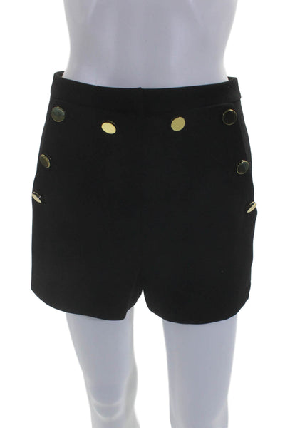 Intermix Womens Button Studded Accented Front Pocketed Shorts Black Size 2