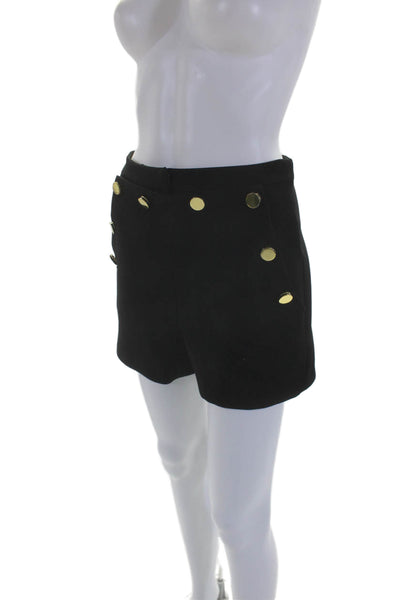 Intermix Womens Button Studded Accented Front Pocketed Shorts Black Size 2