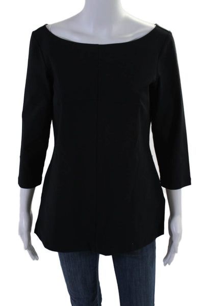 Elaine Kim Womens Long Sleeves Crew Neck Pullover Blouse Black Size Large