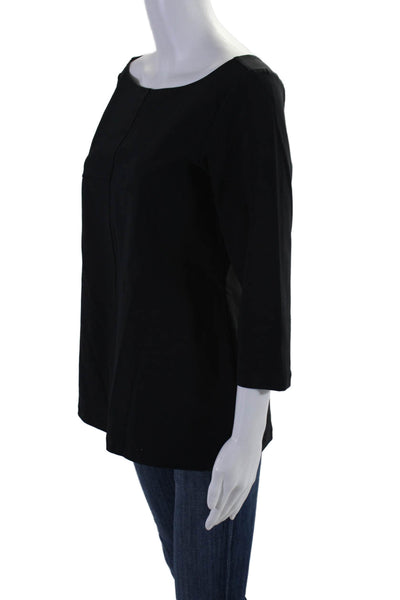 Elaine Kim Womens Long Sleeves Crew Neck Pullover Blouse Black Size Large