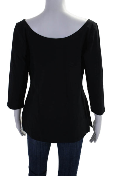 Elaine Kim Womens Long Sleeves Crew Neck Pullover Blouse Black Size Large