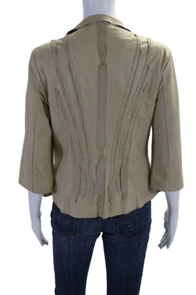 Elie Tahari Women's V-Neck Long Sleeves Button Unlined Jacket Beige Size S