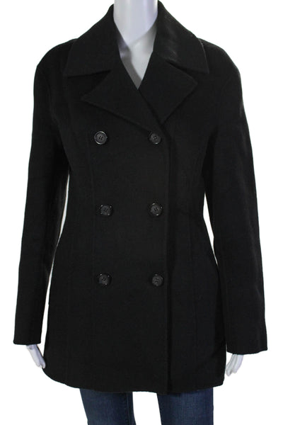 Toteme Womens Wool Darted Collared Buttoned Long Sleeve Coat Black Size 34