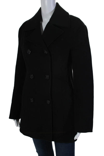 Toteme Womens Wool Darted Collared Buttoned Long Sleeve Coat Black Size 34