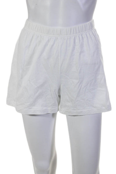 Hanro Womens Cotton Ruched Elastic Waist Mini Casual Biker Shorts White Size 6/8