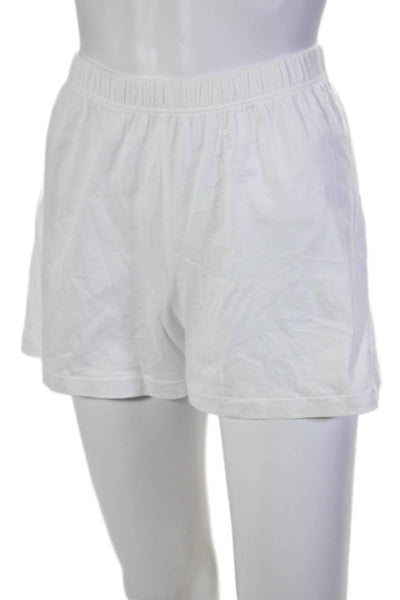 Hanro Womens Cotton Ruched Elastic Waist Mini Casual Biker Shorts White Size 6/8