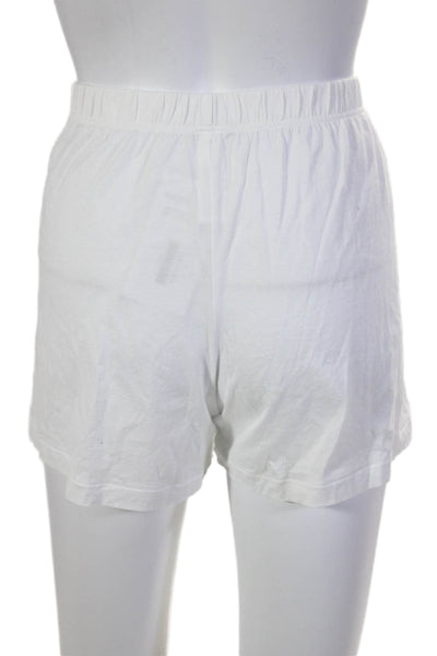 Hanro Womens Cotton Ruched Elastic Waist Mini Casual Biker Shorts White Size 6/8