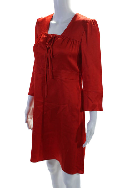 Maje Womens Long Sleeve V-neck Dress Red Size 3